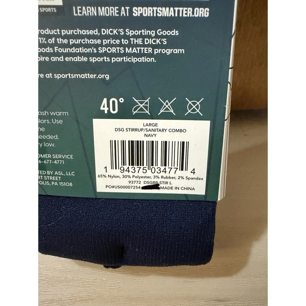 DSG Stirrup Socks and Sanitary Baseball/Softball Socks Combo Pack Sz L Navy 8-13